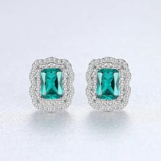Cercei ARGINT Green Crystal Luxury Arg01X
