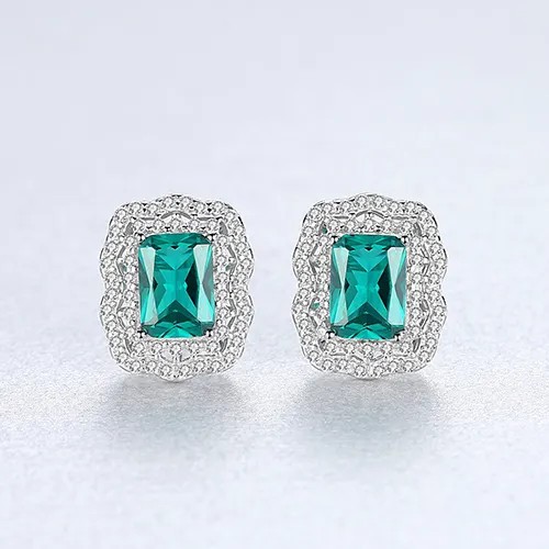 Cercei ARGINT Green Crystal Luxury Arg01X