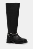 Steve Madden ghete de piele Brenna femei, culoarea negru, cu toc drept, SM11003351
