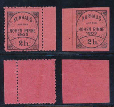 Posta locala Paltinis Hohe Rinne serie completa 2 timbre din 1903 2 heller dantelat si nedantelat MNH, ambele cu margini de coala foto