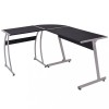 Birou Colțar Negru vidaXL, Formă L, 152x117x74 cm, Cadru Metalic, Birou PC, Laptop, Ideal Birou/Studii
