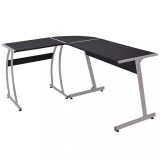 Birou Colțar Negru, Formă L, vidaXL, 152x117x74 cm, Metal și Placaj, Ideal Birou/Studiu, Spațios