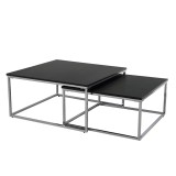 Cumpara ieftin Set 2 masute cafea mdf negru crom Amias 75x75x37 cm