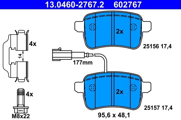 ATE 13.0460-2767.2 set placute frana,frana disc