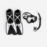 Set de snorkeling Labe de &icirc;not, mască și tub - Set Tropical Negru și Alb, MARES