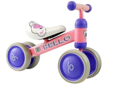 Bicicleta fara pedale, cu roti duble, pentru copii, Pink Bello, LeanToys, 5262 foto