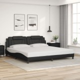 Cumpara ieftin Cadru de pat cu tăblie, negru, 200x200 cm, piele ecologică