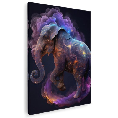 Tablou elefant galaxie fundal nori de culoare 1748 Tablou canvas pe panza CU RAMA 60x90 cm foto