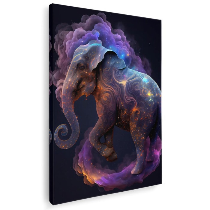 Tablou elefant galaxie fundal nori de culoare 1748 Tablou canvas pe panza CU RAMA 60x90 cm
