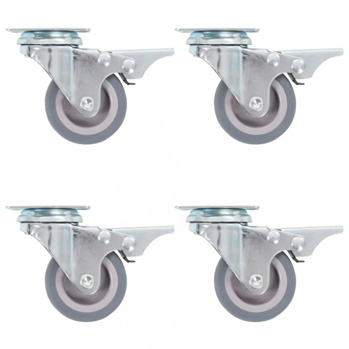 Roti pivotante cu frane duble, 4 buc., 50 mm