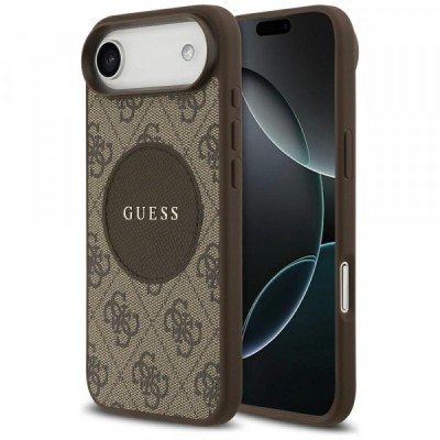 Husa MagSafe pentru Apple iPhone 17 Air, Guess, 4G Circle Classic Logo, Maro foto