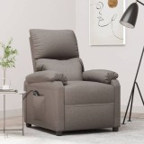 vidaXL Fotoliu rabatabil electric, gri taupe, material textil
