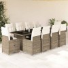 VidaXL Set bistro de grădină, 11 piese, cu perne, bej, poliratan
