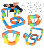 Set Constructie Magnetic Circuit Trenuri 100 Piese STEM cu 2 Vehicule