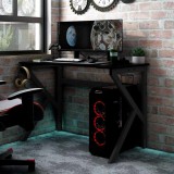 VidaXL Birou de gaming cu picioare &icirc;n formă de K, negru, 90x60x75 cm