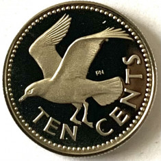 BARBADOS 10 CENTS 1977 PROOF, (Pescăruș .),KM#