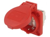 Conector alimentare AC 2P+PE 250V 16A roșu
