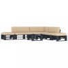 VidaXL Set mobilier paleți cu perne, 6 piese, negru, lemn pin tratat 3066868