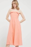Abercrombie &amp; Fitch rochie din in culoarea portocaliu, midi, evazată