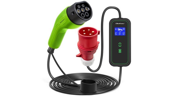 &Icirc;ncărcător auto electric Qoltec EV 2-&icirc;n-1 tip2 | 7kW | 230 V | CEE 3 PIN