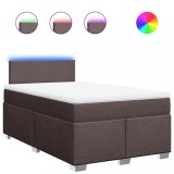 Cumpara ieftin Pat box spring cu saltea, maro inchis, 120x190 cm, textil