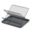 Scurgator Vase Pliabil cu Tava, Negru, 36x30x21 cm - Suport Farfurii, Tacamuri, Universal, Compact, Bucatarie