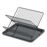 Uscator pliabil Antbro&reg; pentru vase Bucatarie, rama metalica si tava de colectare a apei, negru, 36x30x21cm