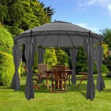 VidaXL Pavilion cu perdele, antracit, 3,5 x 2,7 m, rotund