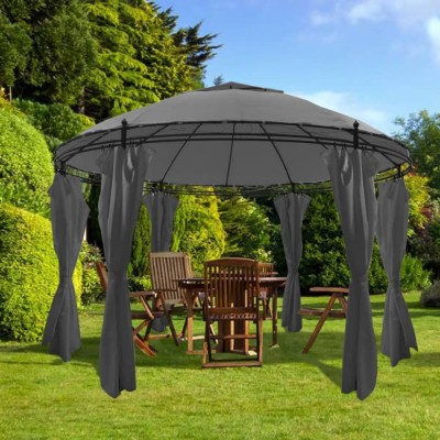 Pavilion cu perdele, antracit, 3,5 x 2,7 m, rotund foto
