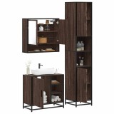 VidaXL Set mobilier de baie, 3 piese, stejar maro, lemn prelucrat