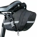 Geanta bicicleta reflectorizanta, prindere velcro, fermoar inchidere, 20 x 6 x 8 cm, negru