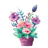 Cumpara ieftin Sticker decorativ, Ghiveci cu Flori, Mov, 78 cm, 8585ST, Oem