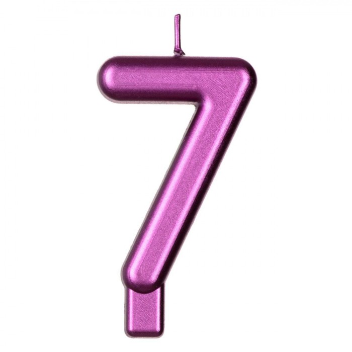 Lum&acirc;nare Aniversară, Număr 7, Fucsia Metalizat, Parafină