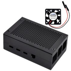 Carcasa Metalica Neagra cu Ventilator Raspberry Pi 4