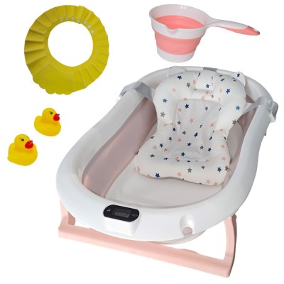 Cadita pliabila roz KidsCare, termometru, perna reductor, jucarii, protectie cap, cana pliabila for Your BabyKids foto