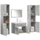 Set mobilier de baie, 5 piese, gri beton, lemn prelucrat