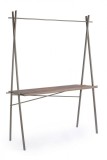 Cumpara ieftin Masa expozor din fier cu blat lemn maro 152x48x198 cm