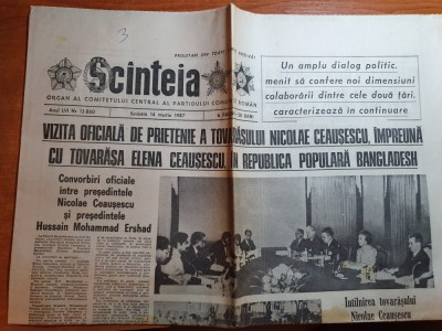 scanteia 14 martie 1987-vizita lui ceausescu in bangladesh,articol despre sovata foto