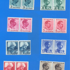 Romania 1940, LP 140 I, Carol II - culori schimbate (uzuale), perechi, MNH