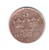 Moneda Suedia 5 ore 1939, stare foarte buna, curata