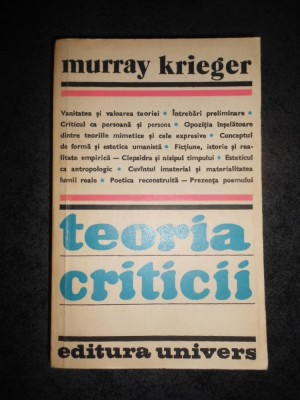 MURRAY KRIEGER - TEORIA CRITICII foto