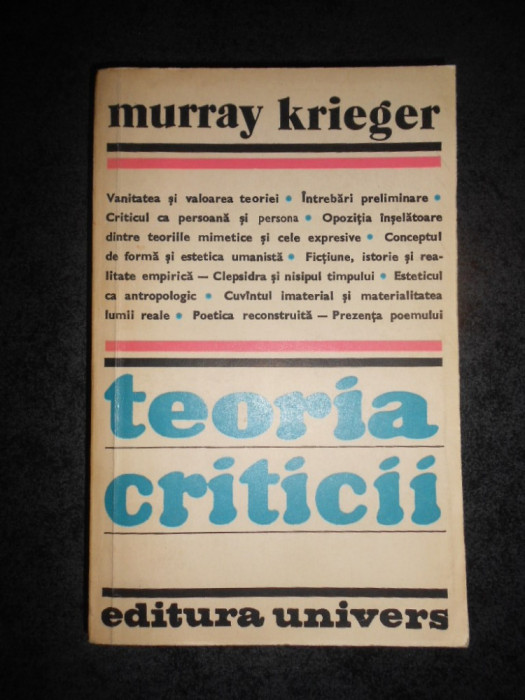 MURRAY KRIEGER - TEORIA CRITICII