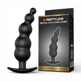 Plug anal PRETTY LOVE Special Anal Stimulation, din silicon medical, cu m&acirc;ner ergonomic, dimensiuni variate, culoare negru, 11.8 cm