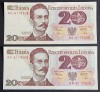 Polonia, 2 x 20 Zlotych 1982, UNC, Consecutive.