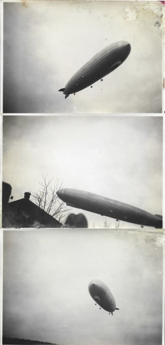 P1963N Graf Zeppelin LZ 127 (Deutsches Luftschiff Zeppelin 127) over Karlsruhe, ca 1929-1930, batch of 3 photos