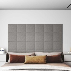 Panouri de perete 12 buc. gri deschis 30x30 cm textil 1,08 m&sup2;