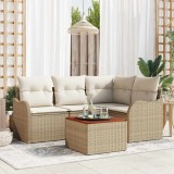 vidaXL Set canapea grădină 5 pcs Bej, alb Mare Ratan și poliester