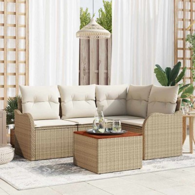 vidaXL Set de canapele pentru grădină 5 pcs Bej, alb foto