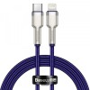 Cablu Date si Incarcare USB-C - Lightning Baseus Cafule Metal Series, 20W, 1m, Mov CATLJK-A05, Apple