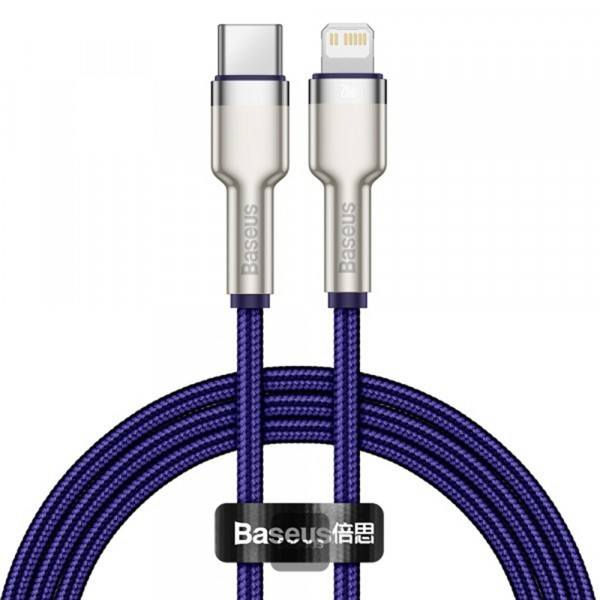 Cablu Date si Incarcare USB-C - Lightning Baseus Cafule Metal Series, 20W, 1m, Mov CATLJK-A05